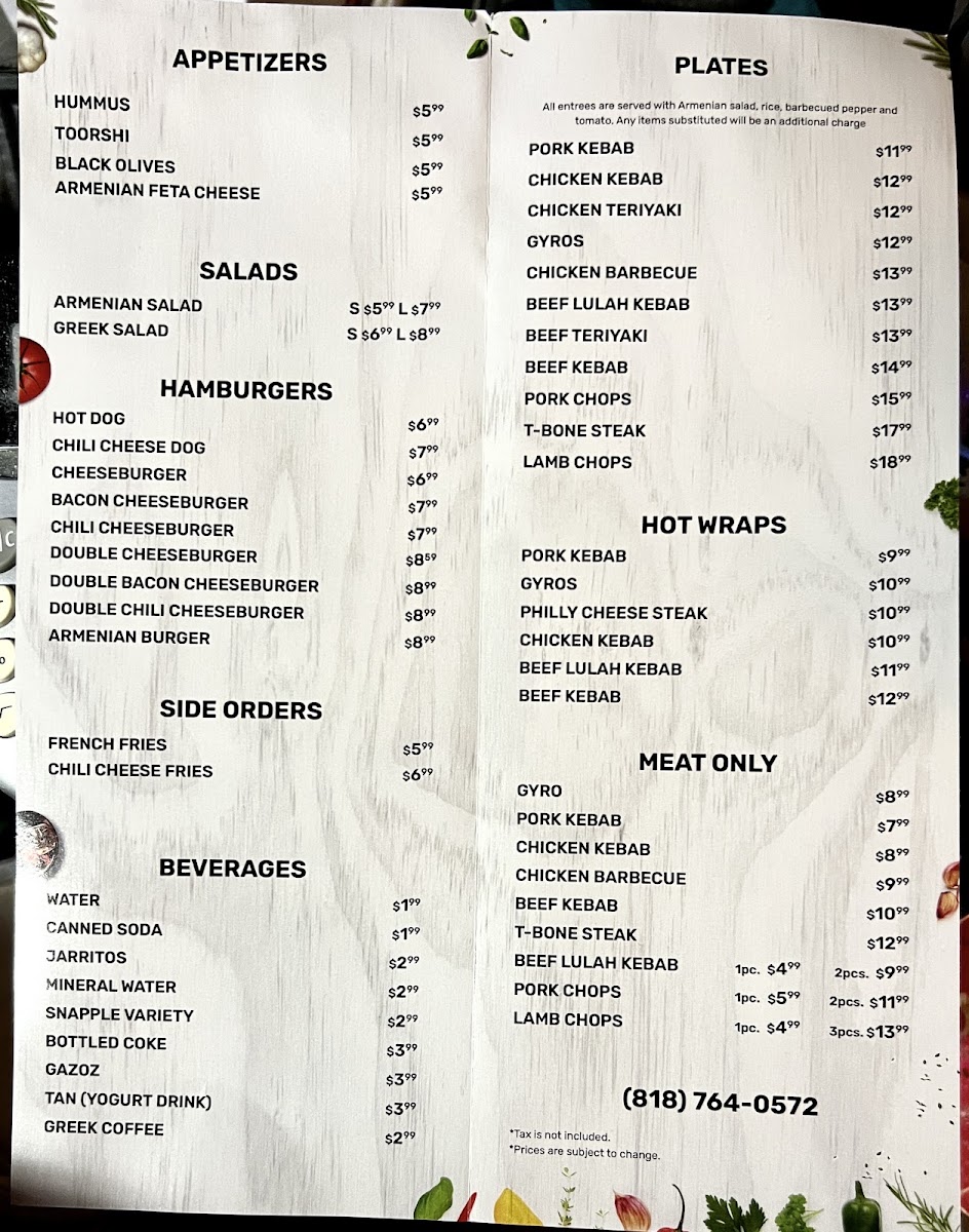 Tasty Burgers Menu - Image 1